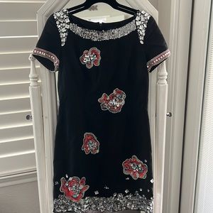 French Connection black dress with rhinestone and sequin detail